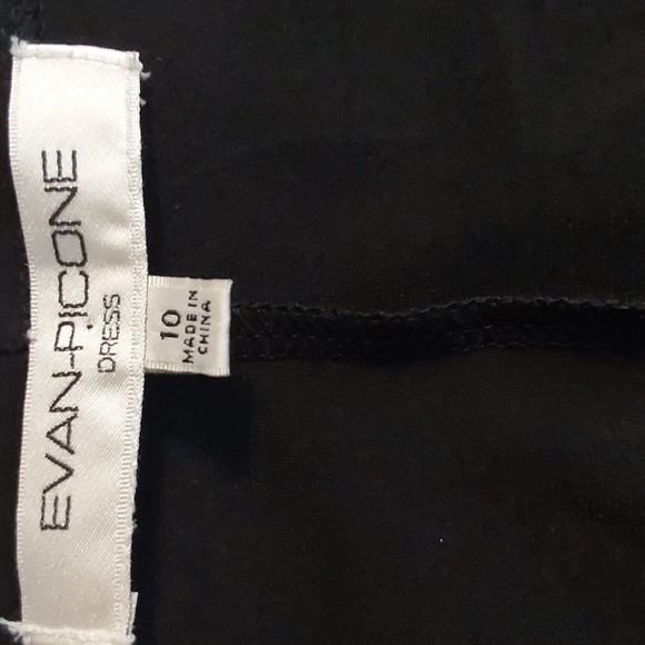 Evan Picone- Formal Black Deep V Ruching Slimming Cocktail Dress W Bling Sz.10 - Picture 9 of 10